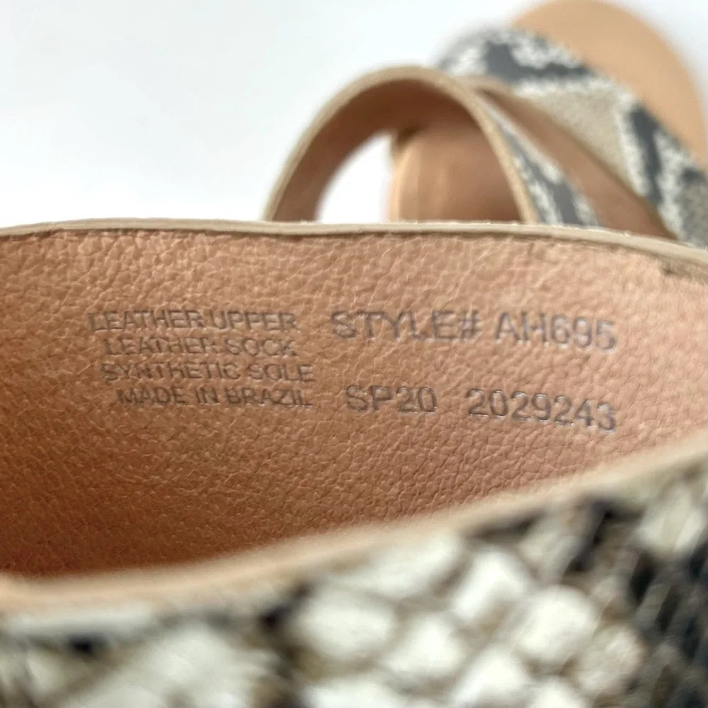 Madewell Kiera Mule Sandal Snake Embossed Leather Block Heel Slide Neutral 8.5